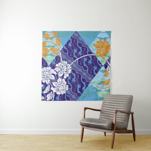 Tenture motifs batik indonésiens avec plan très distinctif (En situation)