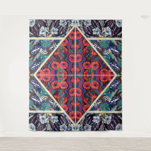 Tenture Motifs Floraux Géométriques Art Déco Français Vint