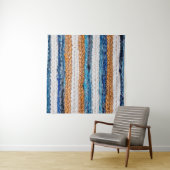 Tenture Motley Patchwork rug from denim jeans fabric, top (En situation)