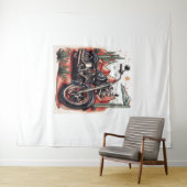 Tenture Moto dans le désert Cactus Western Set (En situation (horizontale))