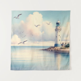 Tenture Mouette de phare côtier Sérénité du ciel pastel