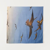 Tenture Mouettes En Vol Black Outline Art (Devant (Horizontal))