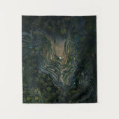 Tenture Mousse verte sur roche noire (Devant)