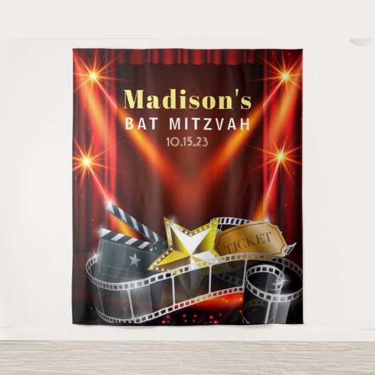 Tenture MOVIE STAR HOLLYWOOD Bat Mitzvah Invitation (Devant)