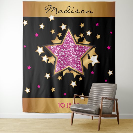 Tenture MOVIE STAR HOLLYWOOD BROADWAY Photo-Op Backdrop (En situation)