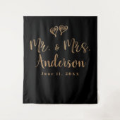Tenture MR. & MRS. Gold Script Typographie Moderne Minimal (Devant)