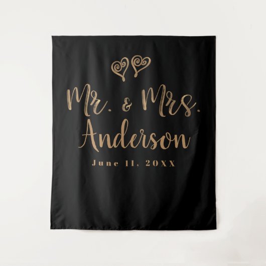 Tenture MR. & MRS. Gold Script Typographie Moderne Minimal (Devant)