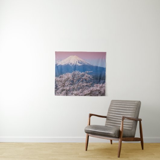Tenture Mt Fuji et fleurs de cerisier (En situation (horizontale))