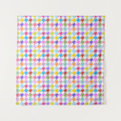 Tenture Multicolor Houndstooth+Motif blanc (Devant (Horizontal))