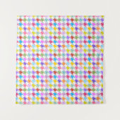 Tenture Multicolor Houndstooth+Motif blanc (Devant)