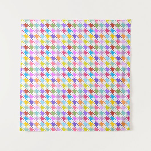 Tenture Multicolor Houndstooth+Motif blanc (Devant)