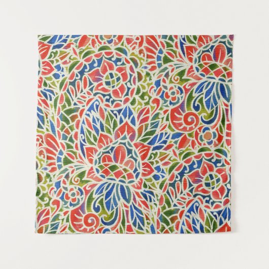 Tenture Multicolore Paisley Imprimer Motif Batik (Devant)