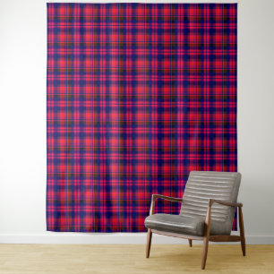 Tenture Multicolore rouge et bleu avec un motif à damiers