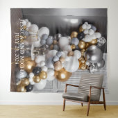 Tenture Mur Anniversaire Ballon Or Argent (En situation (horizontale))