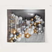 Tenture Mur de ballons argent or Anniversaire de naissance (Devant (Horizontal))