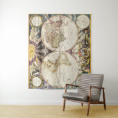 Tenture Mur de carte du monde vintage (En situation)