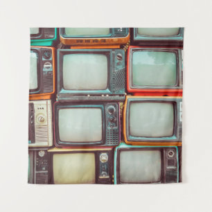 Tenture Mur de pile téléviseur rétro coloré
