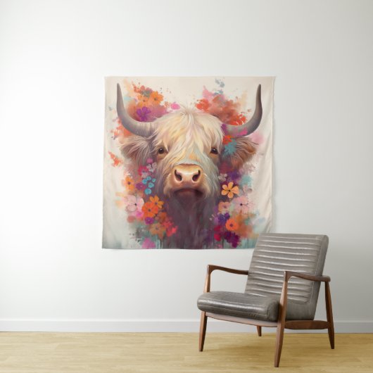 Tenture Mur de vache Highland (En situation)