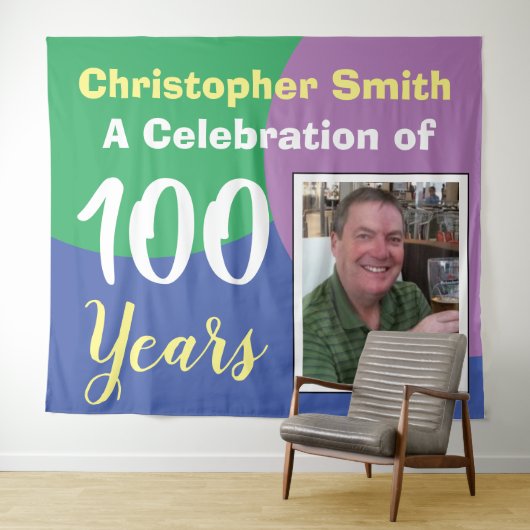 Tenture Mur Joyeux 100e Anniversaire (En situation (horizontale))