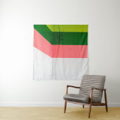 Tenture Mur peint blanc, rose, vert et jaune (En situation (horizontale))