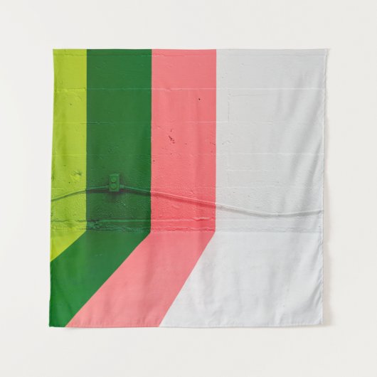 Tenture Mur peint blanc, rose, vert et jaune (Devant)
