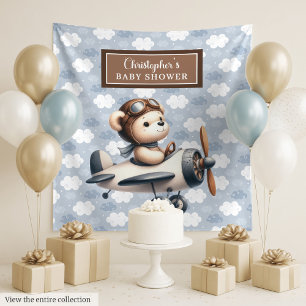 Tenture Mur pour photos de baby shower avec un ours en pel