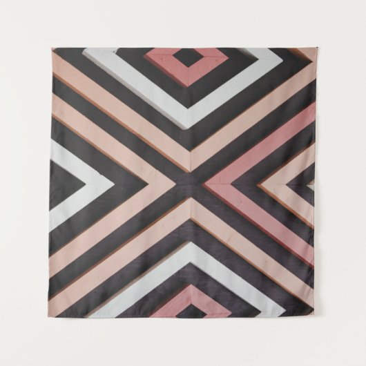 Tenture Mur rose, noir et blanc (Devant (Horizontal))