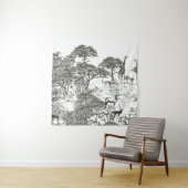 Tenture Mural hand drawn Safari Panoramic View, African La (En situation)