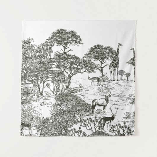 Tenture Mural hand drawn Safari Panoramic View, African La (Devant)