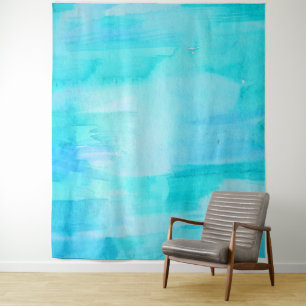 Tenture Murale Abstrait aquarelle bleu lune surf hawaïen