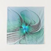 Tenture Murale Abstrait De Bleu, Art Fractal Moderne (Devant)