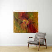 Tenture Murale Abstrait Rouge Orange Brown Vert Fractal Art Flowe (En situation (horizontale))