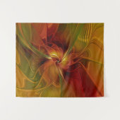 Tenture Murale Abstrait Rouge Orange Brown Vert Fractal Art Flowe (Devant (Horizontal))