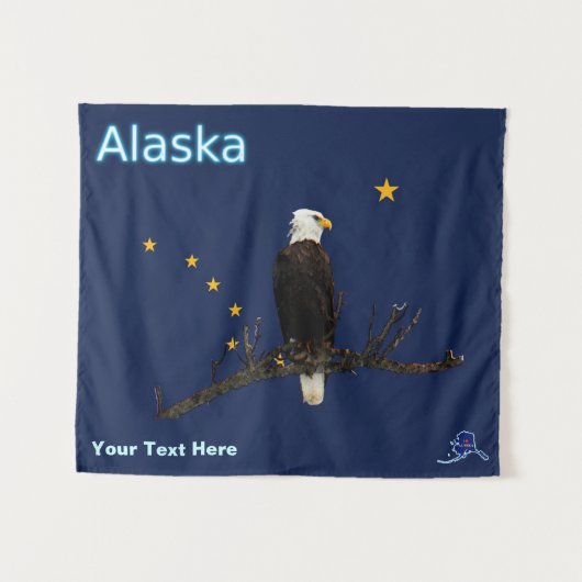 Tenture Murale Aigle Et Drapeau De L'Alaska (Devant (Horizontal))