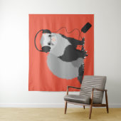 Tenture Murale Amoureux de la musique furet (En situation)