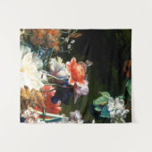 TENTURE MURALE ANÉMONES ROSE ROUGE FLEURS BLANCHES,PAPILLON EN NO (Devant (Horizontal))