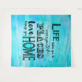 Tenture Murale Aqua bleu typographie abstraite aquarelle Citation (Devant (Horizontal))