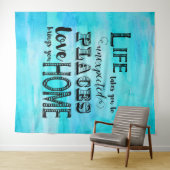 Tenture Murale Aqua bleu typographie abstraite citation aquarelle (En situation (horizontale))