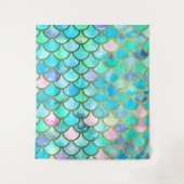 Tenture Murale Aqua Turquoise bleu aquarelle Mermaid Scales Motif (Devant)