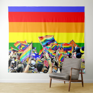 Tenture Murale Arc en ciel drapeaux LGBT Pride bannière Tapisseri