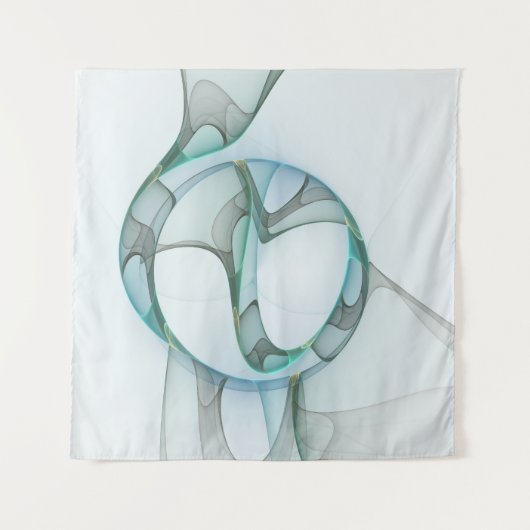 Tenture Murale Art Abstrait moderne Fractal Bleu Turquoise Gris (Devant (Horizontal))