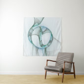 Tenture Murale Art Abstrait moderne Fractal Bleu Turquoise Gris (En situation (horizontale))