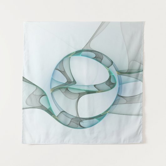 Tenture Murale Art Abstrait moderne Fractal Bleu Turquoise Gris (Devant)