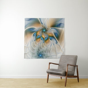 Tenture Murale Art fractal abstrait et aérien avec du bleu