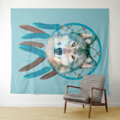 Tenture Murale Attrape-rêves Loup Spirituel (En situation (horizontale))