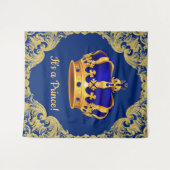 Tenture Murale Baby shower Royal Blue Prince Crown (Devant (Horizontal))