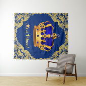 Tenture Murale Baby shower Royal Blue Prince Crown (En situation (horizontale))