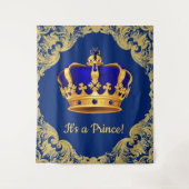 Tenture Murale Baby shower Royal Blue Prince Crown (Devant)