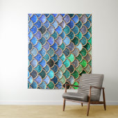 Tenture Murale Balances de sirène de Parties scintillant bleu ver (En situation)