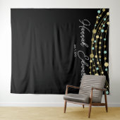 Tenture Murale bannière de fête d'anniversaire étape teal et or (En situation (horizontale))